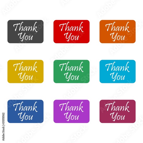 Thank you card color set isolated on white background