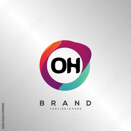 OH initial logo With Colorful Circle template vector.