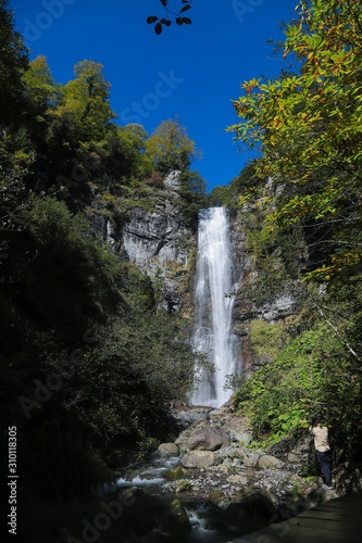 Maral Waterfall. The waterfall falls from a single incline  63 m above sea level. Borcka  Macahel  Artvin  Turkey.