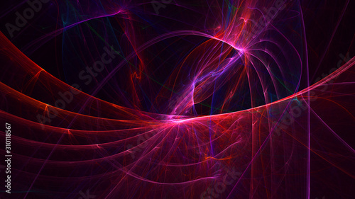 3D rendering abstract red fractal light background