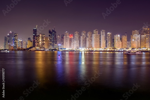 Dubai Skyline view  at night, Dubai, United Arab Emirates © hossein1351