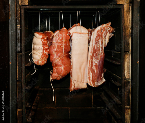 Cold cuts in the smokehouse.