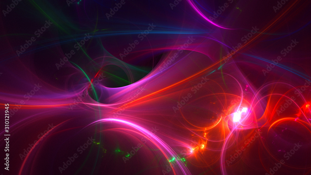 3D rendering abstract red fractal light background