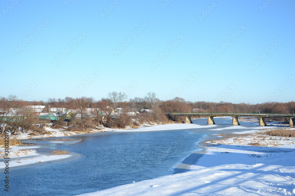 View of the waterfront on a winter day