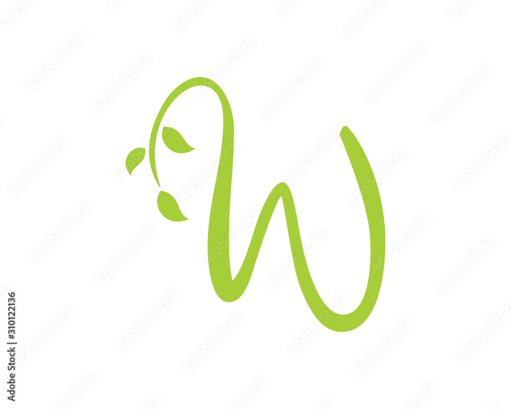 Letter W With Leaf Logo Vector 003 Letter W With Leaf Logo Vector 003