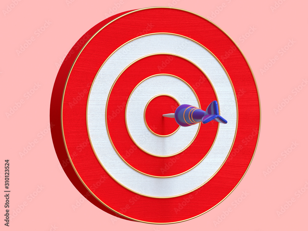 3d rendering target and arrow cartoon style
