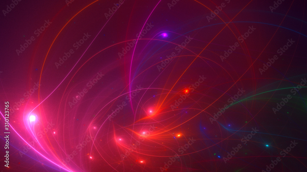 3D rendering abstract red fractal light background