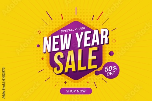New Year sale discount banner template promotion design for business photo