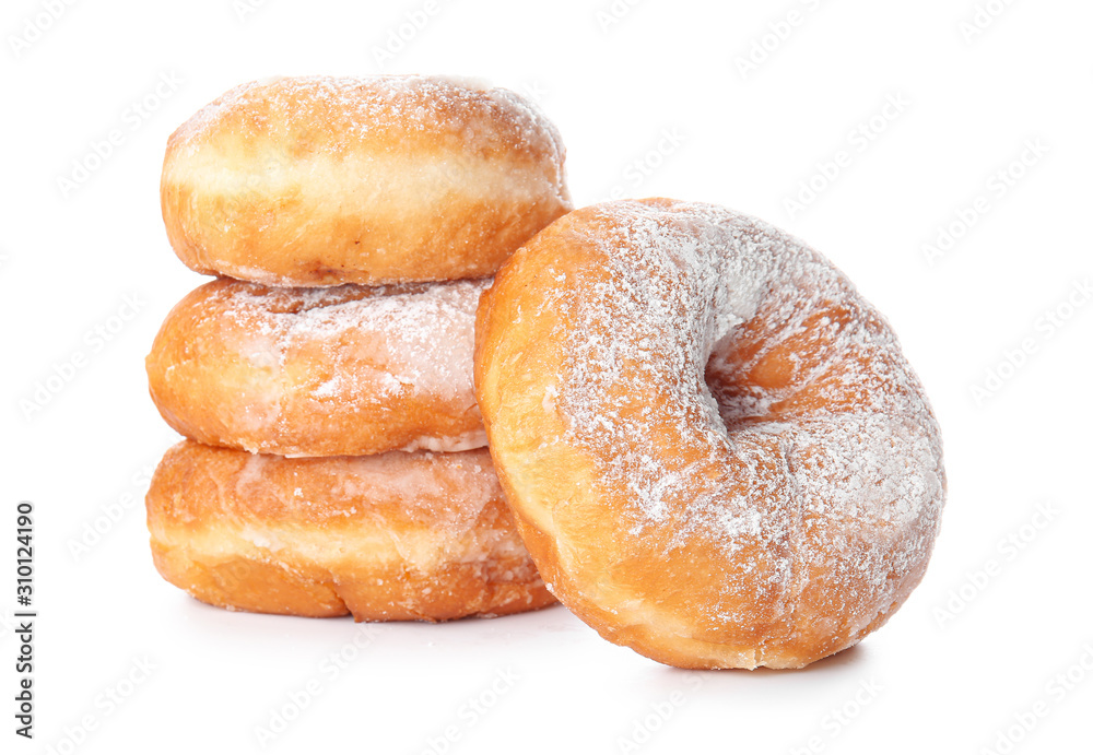 Sweet tasty donuts on white background Sweet tasty donuts on white background