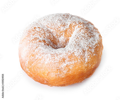 Sweet tasty donut on white background