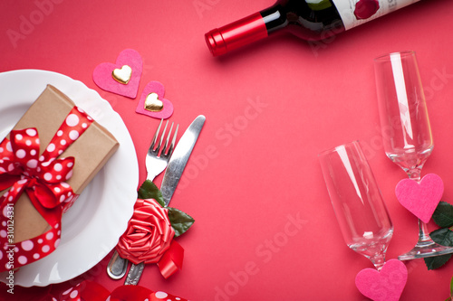 Valentine's day card. Background with copy space. Selective focus. Horizontal.