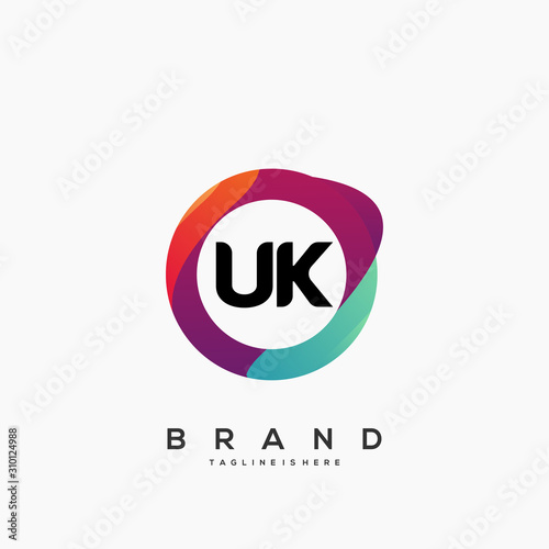 UK initial logo With Colorful Circle template vector.