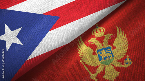 Puerto Rico and Montenegro two flags textile cloth, fabric texture