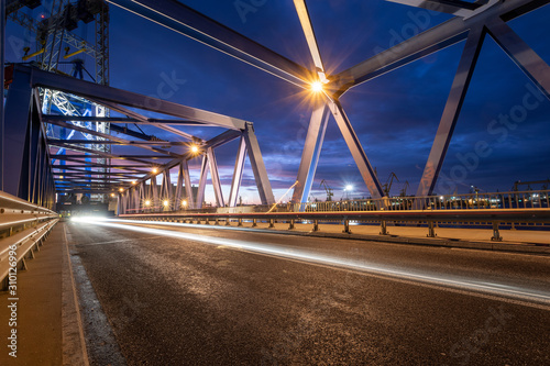 night traffic lights inside of steel bridge  © Mike Mareen