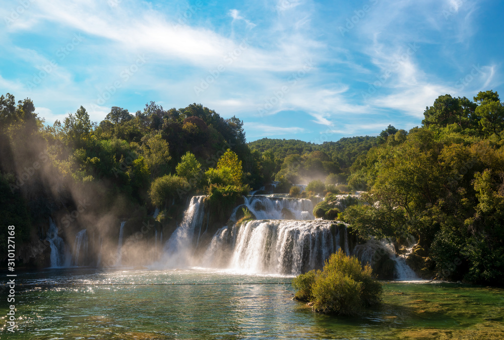 Krka National Park-panorama of the waterfall