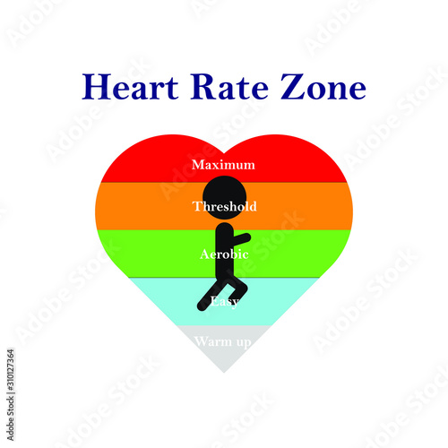 Runner and heart rate zone infograph on white background. Healthcare and medicine concept.