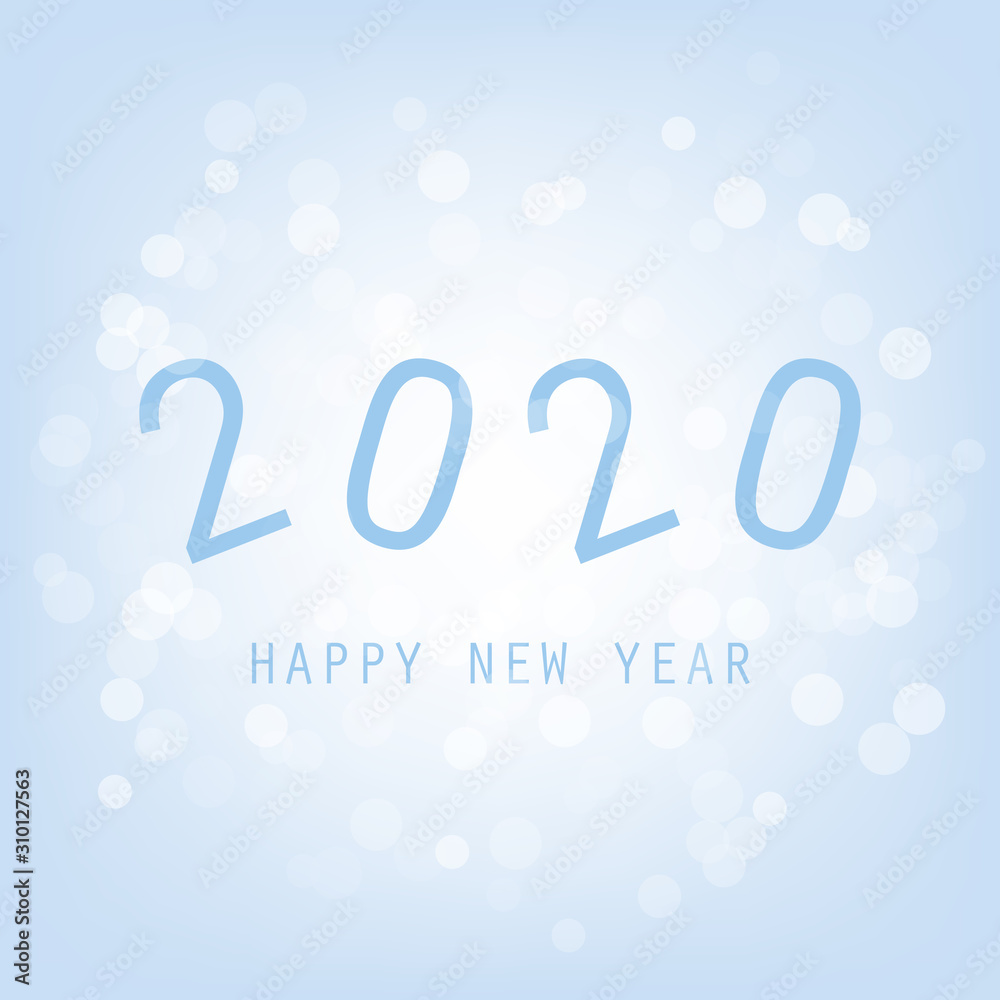Light Blue Glittering New Year Card Background - 2020