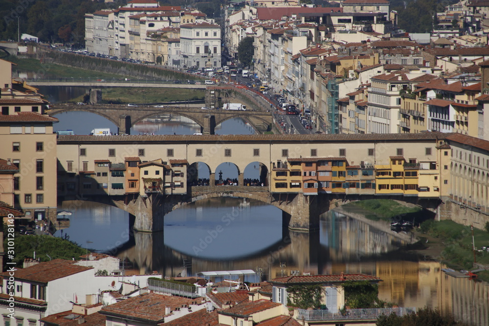 Panoramic view of Arno river in Florence