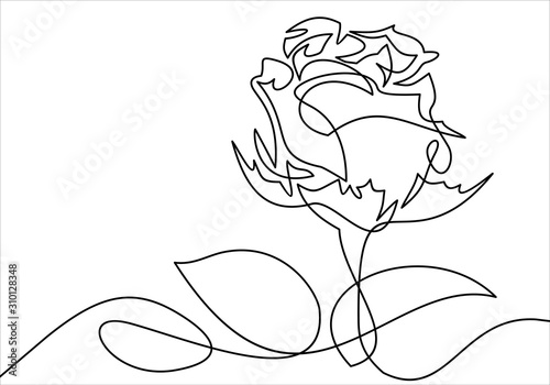 One line rose design. Hand drawn minimalism style illustration