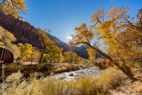 Foto Beautiful autumn landscape around Zion National Park