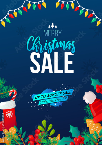 Christmas seasonal sale ad vector background.