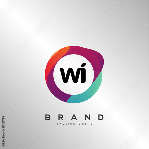 WI initial logo With Colorful Circle template vector.