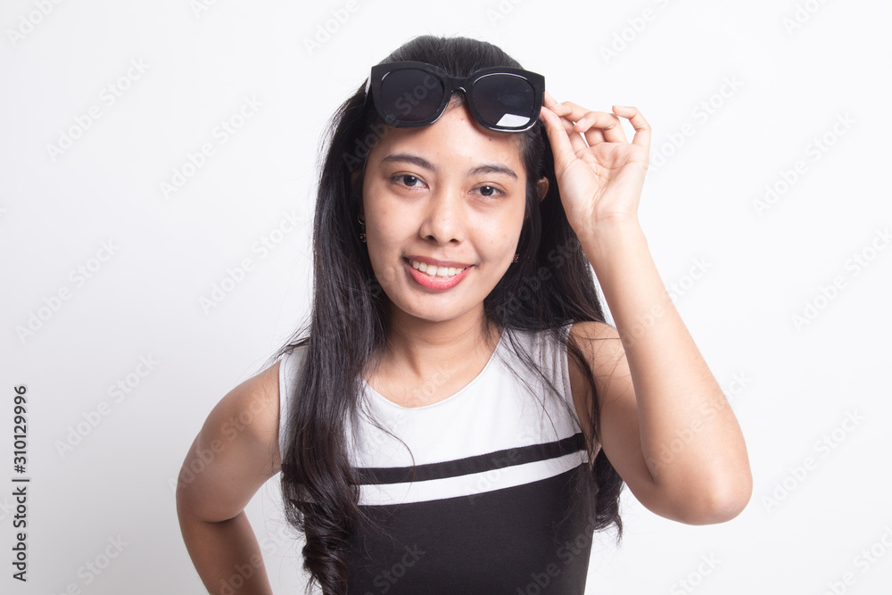 Portrait of a beautiful young asian girl in sunglasses Portrait of a beautiful young asian girl in sunglasses