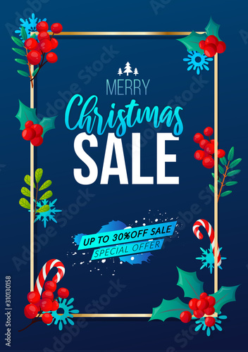 Christmas seasonal sale ad vector background.