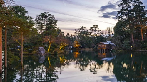 Timelapse at Kenrokuen garden in Kanazawa, Ishikawa Prefecture, Japan