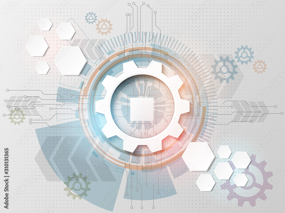 Circuit board and gear with modern technology, Vector illustration Circuit board and gear with modern technology, Vector illustration