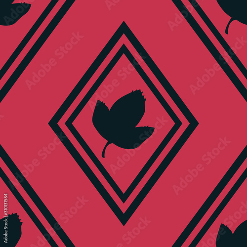 seamless geometric abstract pattern with floral motive rhombus and leave