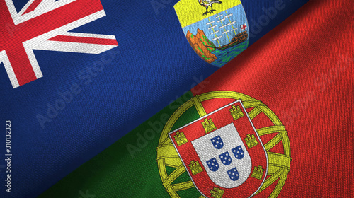 Saint Helena and Portugal two flags textile cloth, fabric texture photo