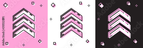 Set Military rank icon isolated on pink and white, black background. Military badge sign. Vector Illustration
