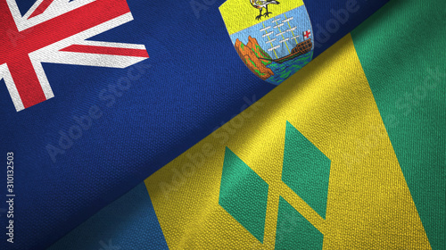 Saint Helena and Saint Vincent and the Grenadines two flags textile cloth photo