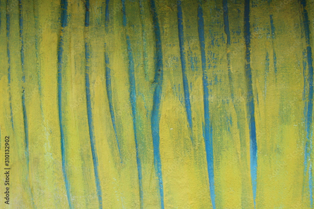 Naklejka premium striped background, yellow, green, blue colors, close up painting at wall
