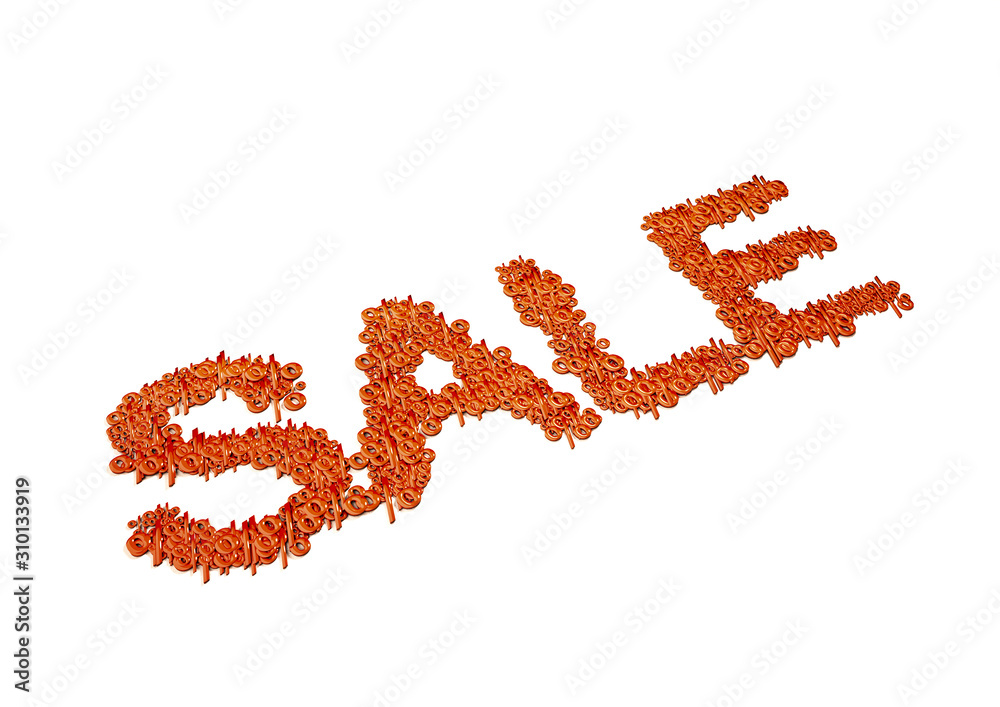 Dimensional inscription of SALE. 3D rendering. Dimensional inscription of SALE. 3D rendering.