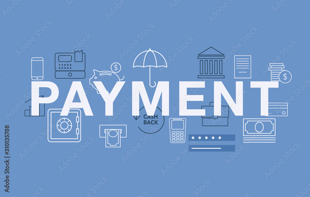 Online payments, money transfer, financial transaction. Line art flat ...