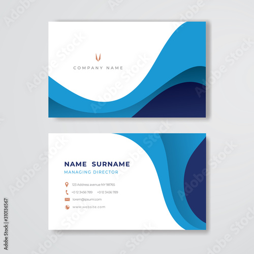 Blue business card clean pastel design template