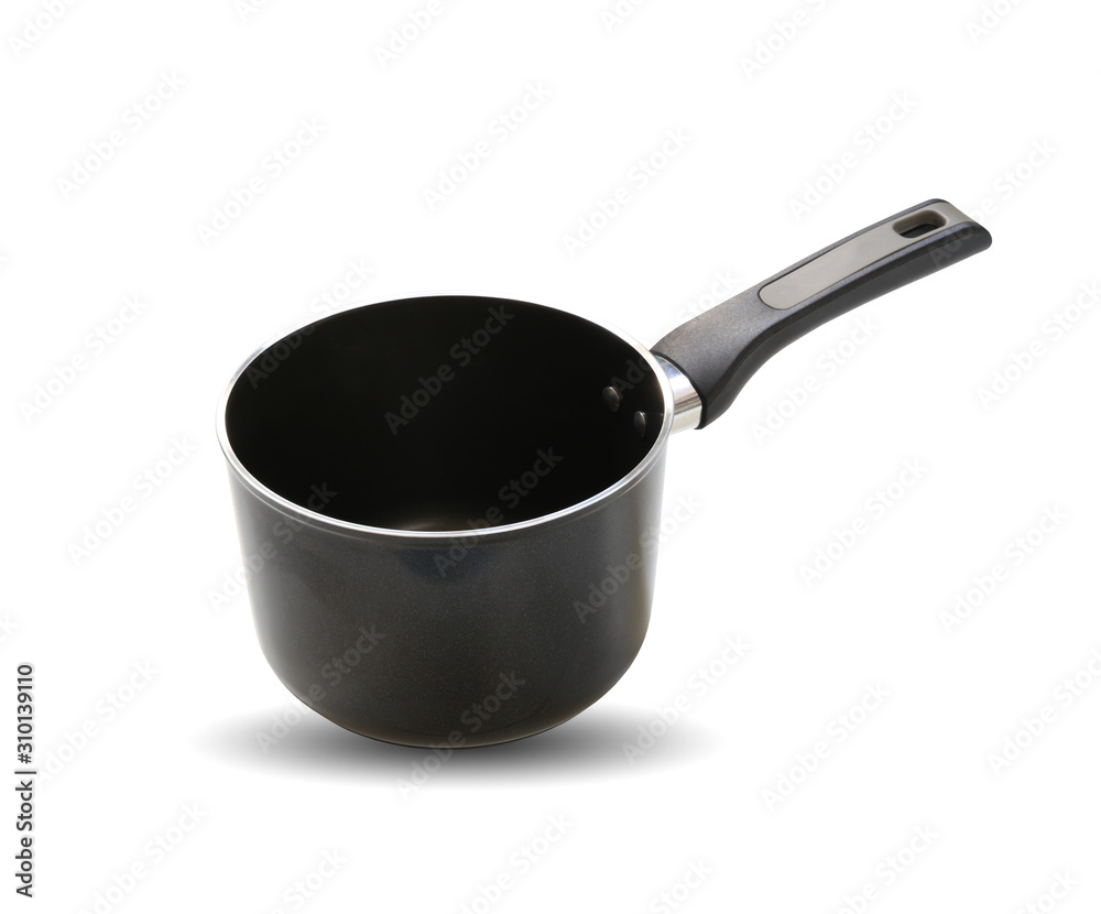 Pot or metal frying cookware isolated on white background.