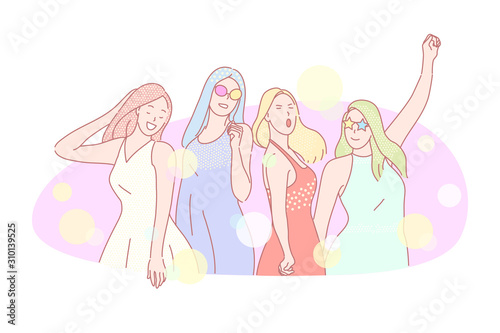 Night club dance, soiree, female corporate party concept