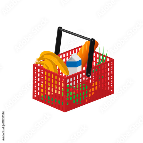 Basket with products. Food. Products from the store