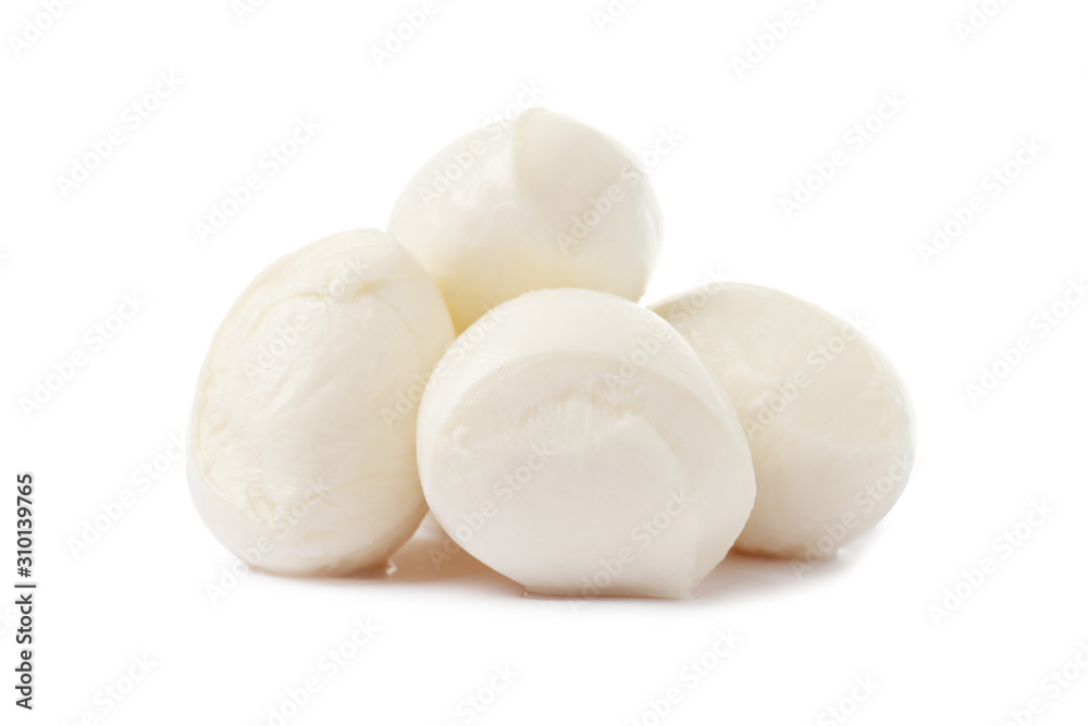 Mozzarella isolated on white background. Top view Mozzarella isolated on white background. Top view