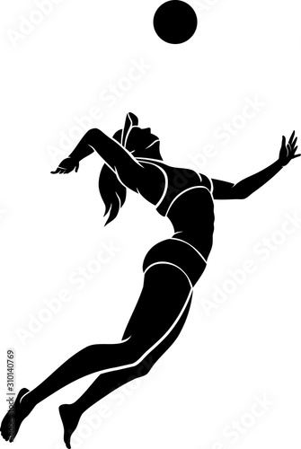 Women's Team Volleyball, Jump Service Silhouette