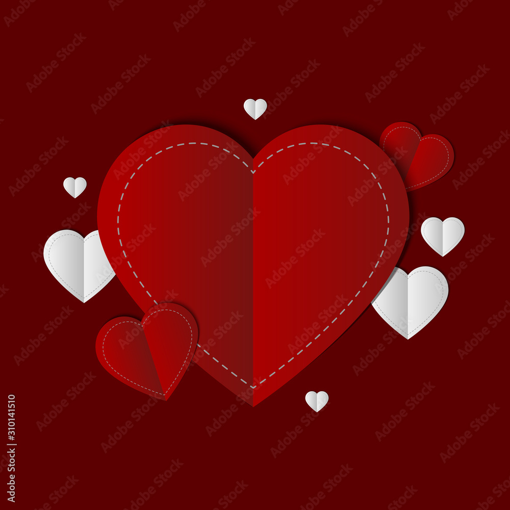 Red romantic background with hearts Red romantic background with hearts