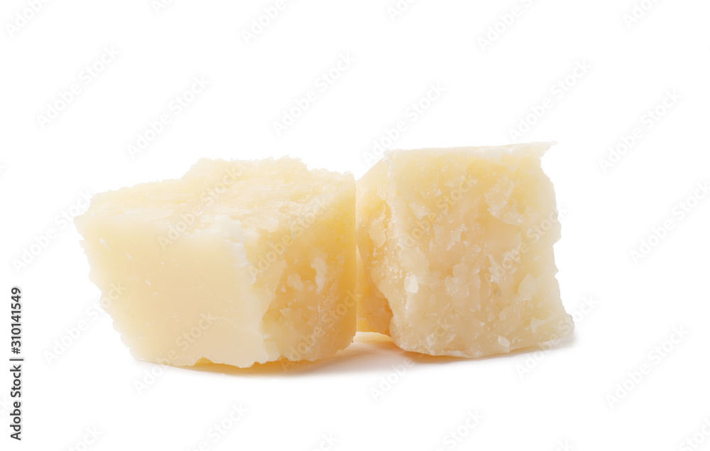 Parmesan slice isolated on white background Parmesan slice isolated on white background