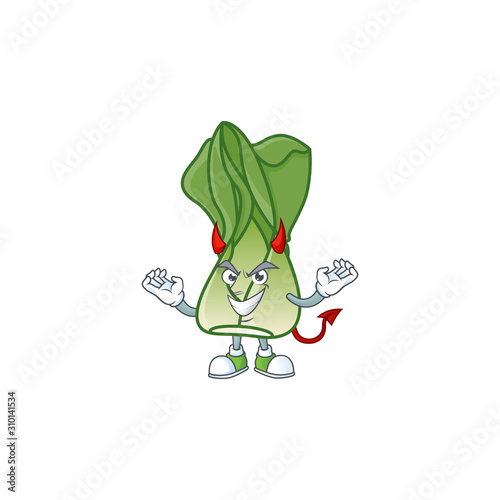Picture of bok choy as a Devil cartoon mascot