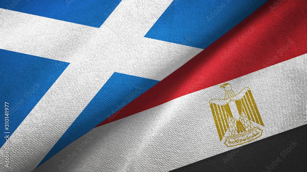 Scotland and Egypt two flags textile cloth Scotland and Egypt two flags textile cloth