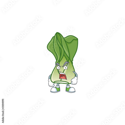 angry face of bok choy cartoon character style