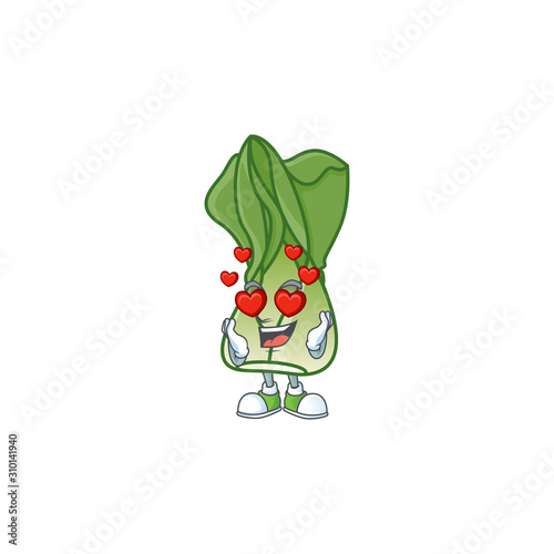 Super cute Falling in love bok choy cartoon character
