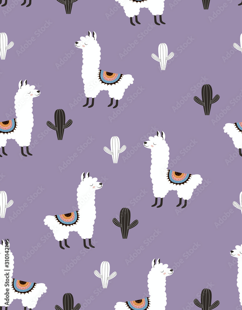 pattern with cute llama